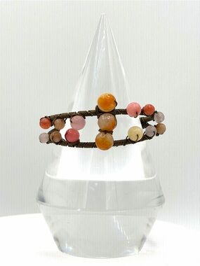 NEW Brass Wire Wrapped Gemstone Woman’s Cuff Bracelet Sunset Colors Jewelry